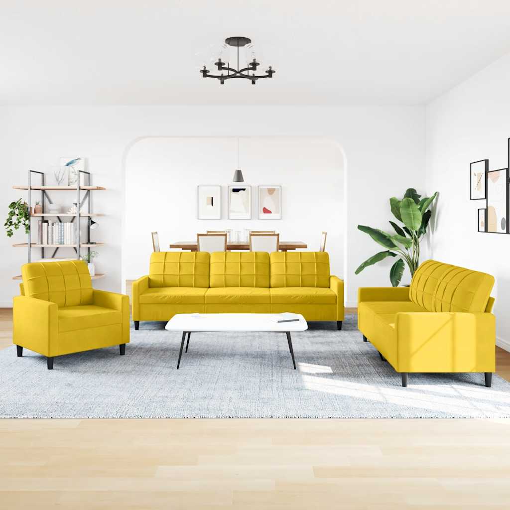 3-delige Loungeset met kussens fluweel geel is nu te koop bij PeponiXL, paradijselijk wonen!
