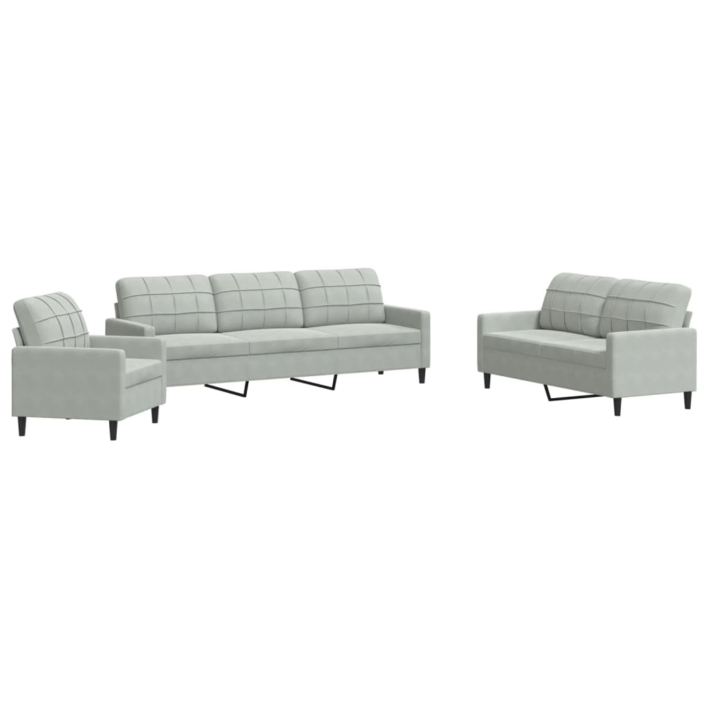 4-delige Loungeset met kussens fluweel lichtgrijs is nu te koop bij PeponiXL, paradijselijk wonen!