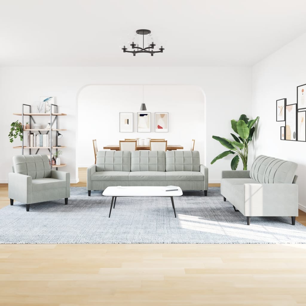 4-delige Loungeset met kussens fluweel lichtgrijs is nu te koop bij PeponiXL, paradijselijk wonen!