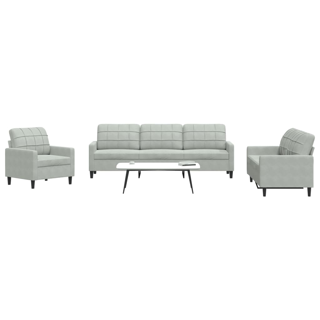 4-delige Loungeset met kussens fluweel lichtgrijs is nu te koop bij PeponiXL, paradijselijk wonen!
