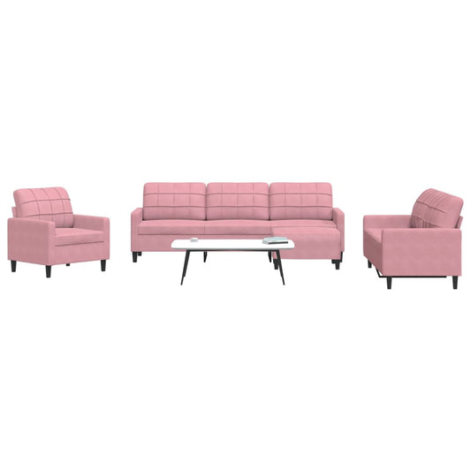 4-delige Loungeset met kussens fluweel roze is nu te koop bij PeponiXL, paradijselijk wonen!