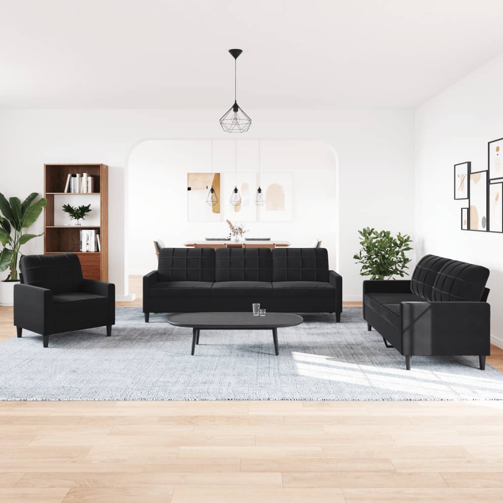 4-delige Loungeset met kussens fluweel zwart is nu te koop bij PeponiXL, paradijselijk wonen!