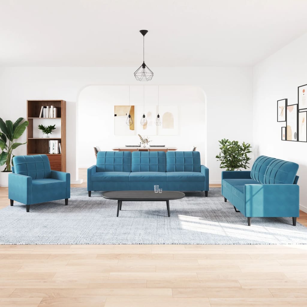 4-delige Loungeset met kussens fluweel blauw is nu te koop bij PeponiXL, paradijselijk wonen!