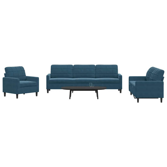4-delige Loungeset met kussens fluweel blauw is nu te koop bij PeponiXL, paradijselijk wonen!