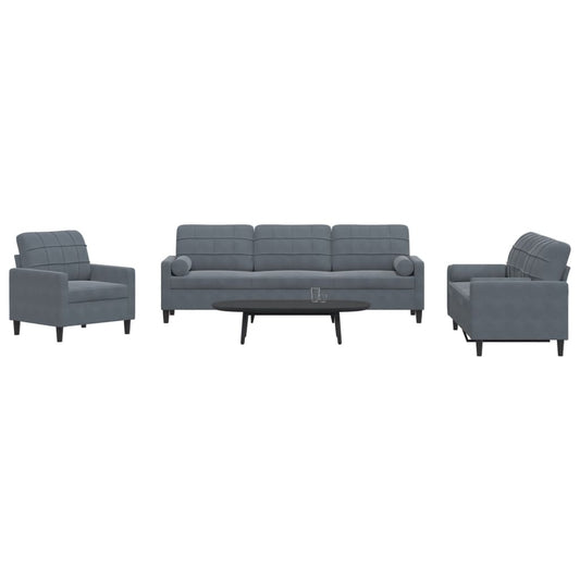 3-delige Loungeset met kussens en bolsters fluweel donkergrijs is nu te koop bij PeponiXL, paradijselijk wonen!