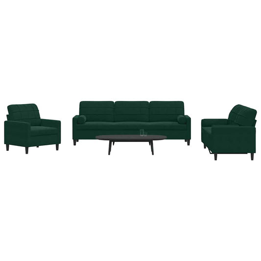 3-delige Loungeset met kussens en bolsters fluweel donkergroen is nu te koop bij PeponiXL, paradijselijk wonen!