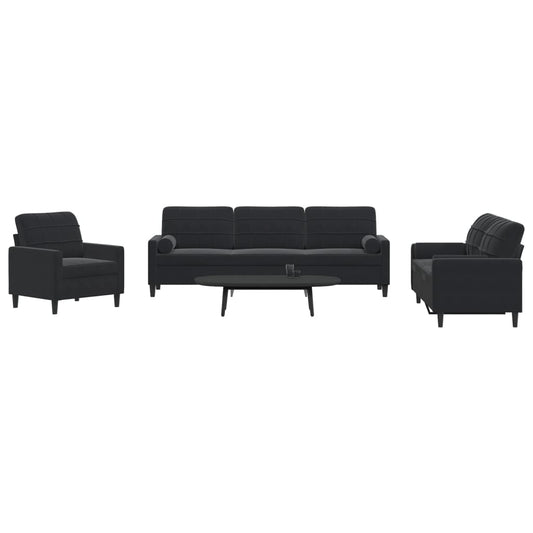 3-delige Loungeset met kussens en bolsters fluweel zwart is nu te koop bij PeponiXL, paradijselijk wonen!