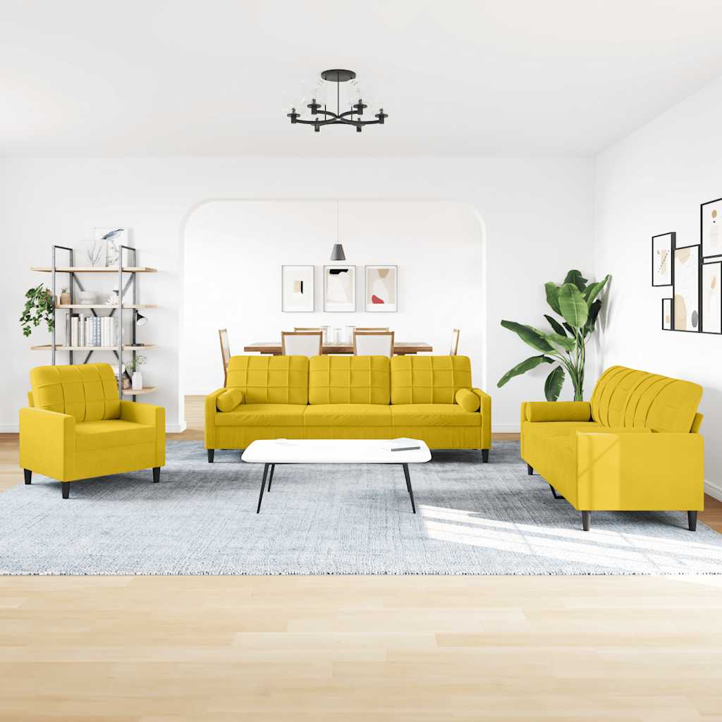 3-delige Loungeset met kussens en bolsters fluweel geel is nu te koop bij PeponiXL, paradijselijk wonen!