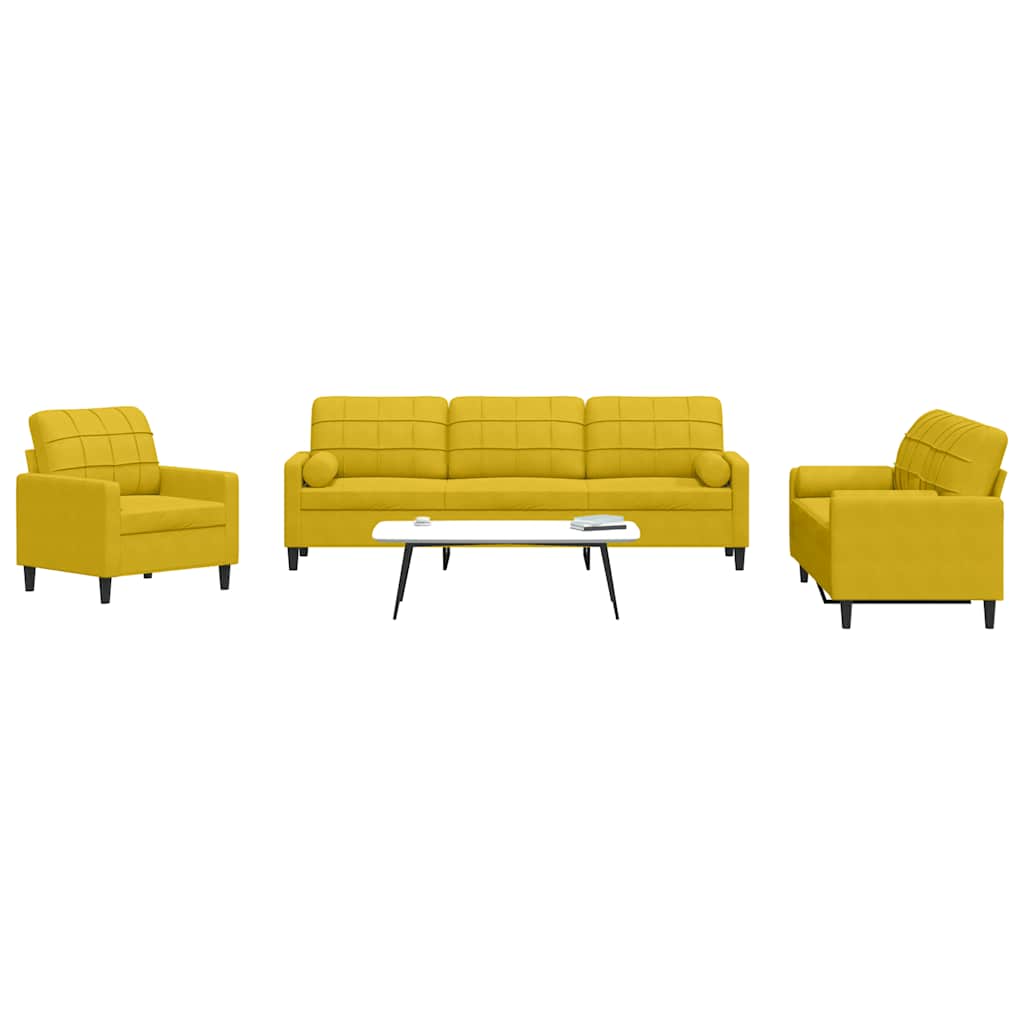 3-delige Loungeset met kussens en bolsters fluweel geel is nu te koop bij PeponiXL, paradijselijk wonen!