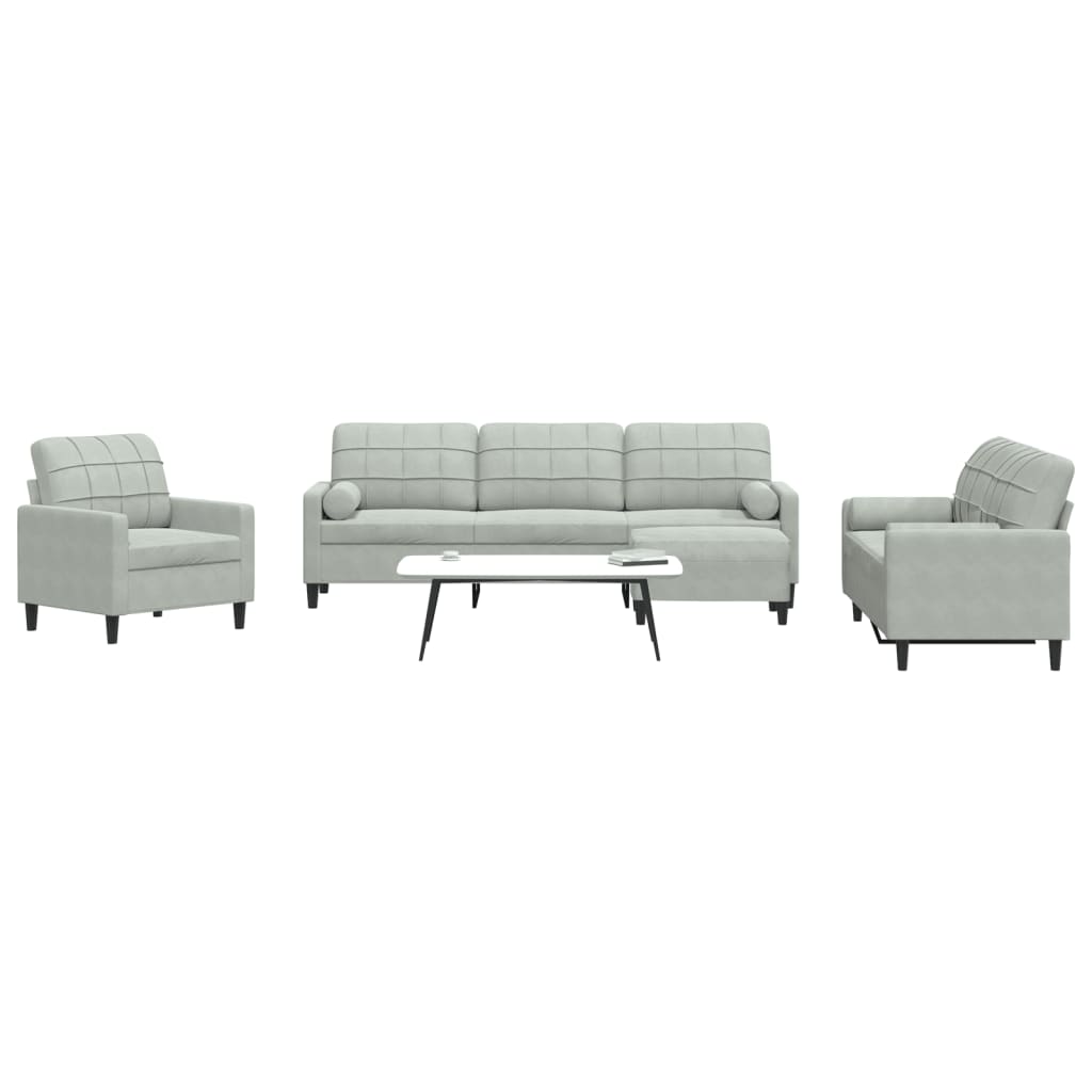 4-delige Loungeset met kussens en bolsters fluweel lichtgrijs is nu te koop bij PeponiXL, paradijselijk wonen!