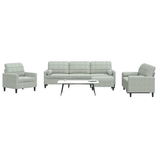 4-delige Loungeset met kussens en bolsters fluweel lichtgrijs is nu te koop bij PeponiXL, paradijselijk wonen!