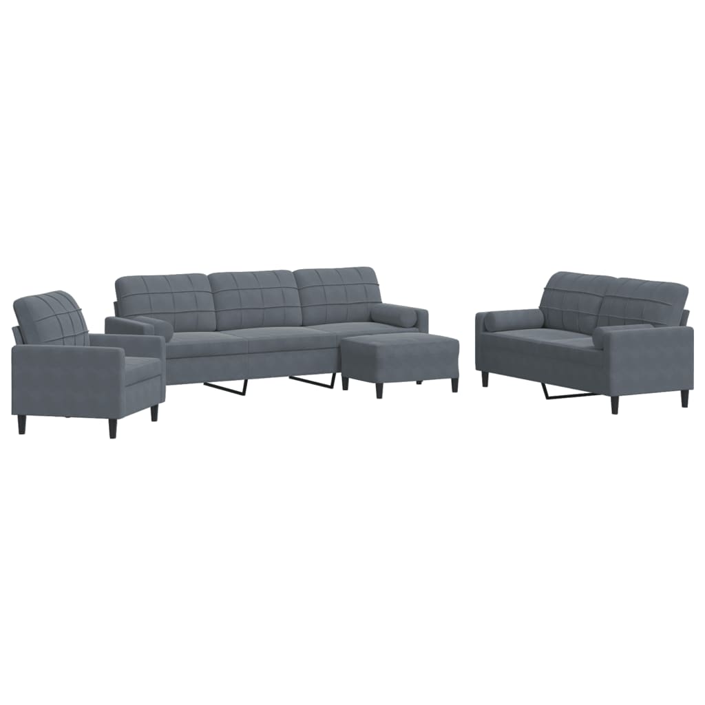 4-delige Loungeset met kussens en bolsters fluweel donkergrijs is nu te koop bij PeponiXL, paradijselijk wonen!