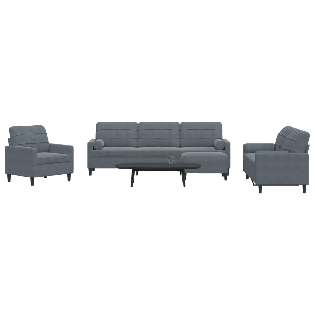 4-delige Loungeset met kussens en bolsters fluweel donkergrijs is nu te koop bij PeponiXL, paradijselijk wonen!