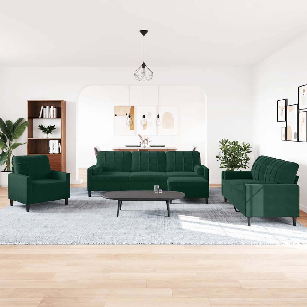 4-delige Loungeset met kussens en bolsters fluweel donkergroen is nu te koop bij PeponiXL, paradijselijk wonen!