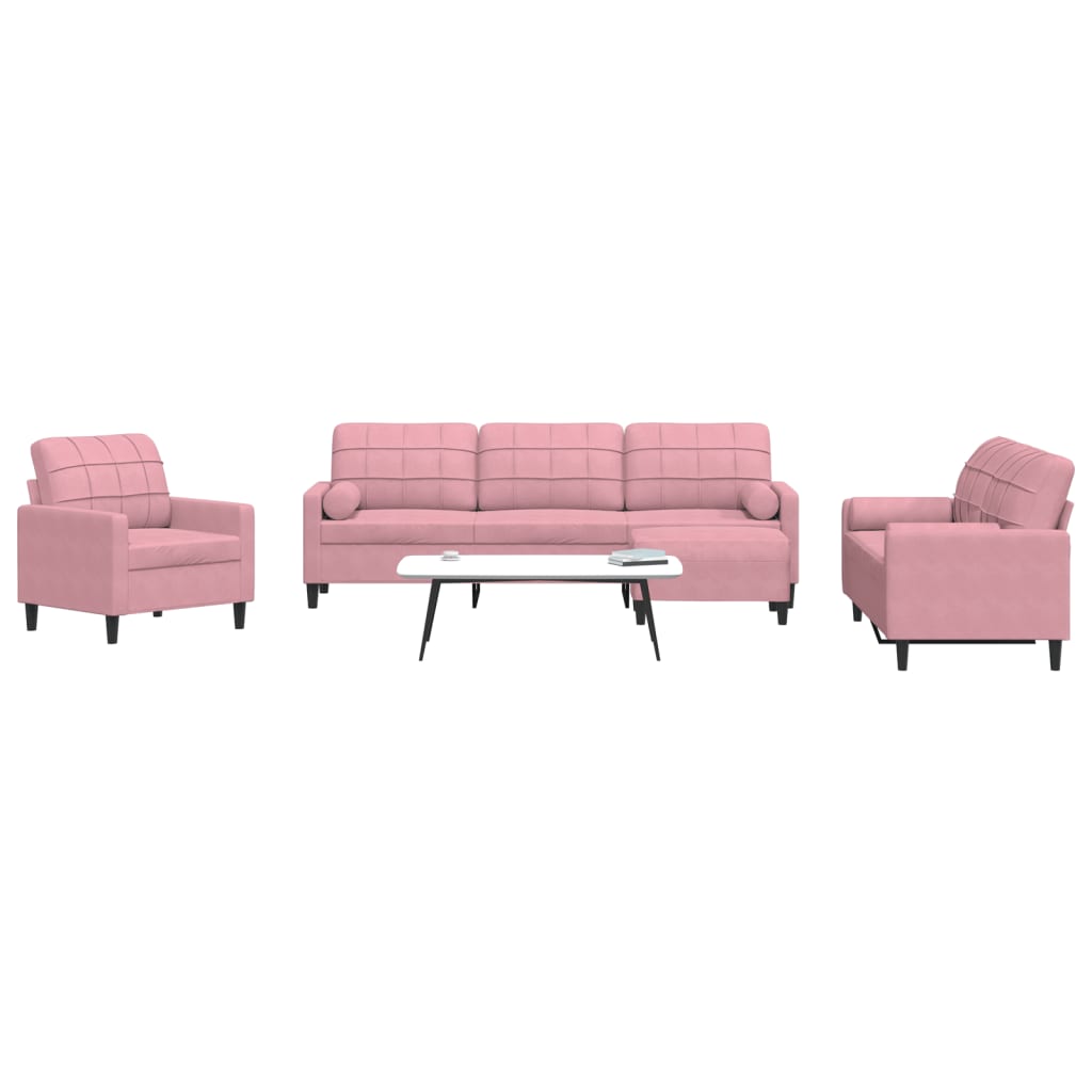 4-delige Loungeset met kussens en bolsters fluweel roze is nu te koop bij PeponiXL, paradijselijk wonen!