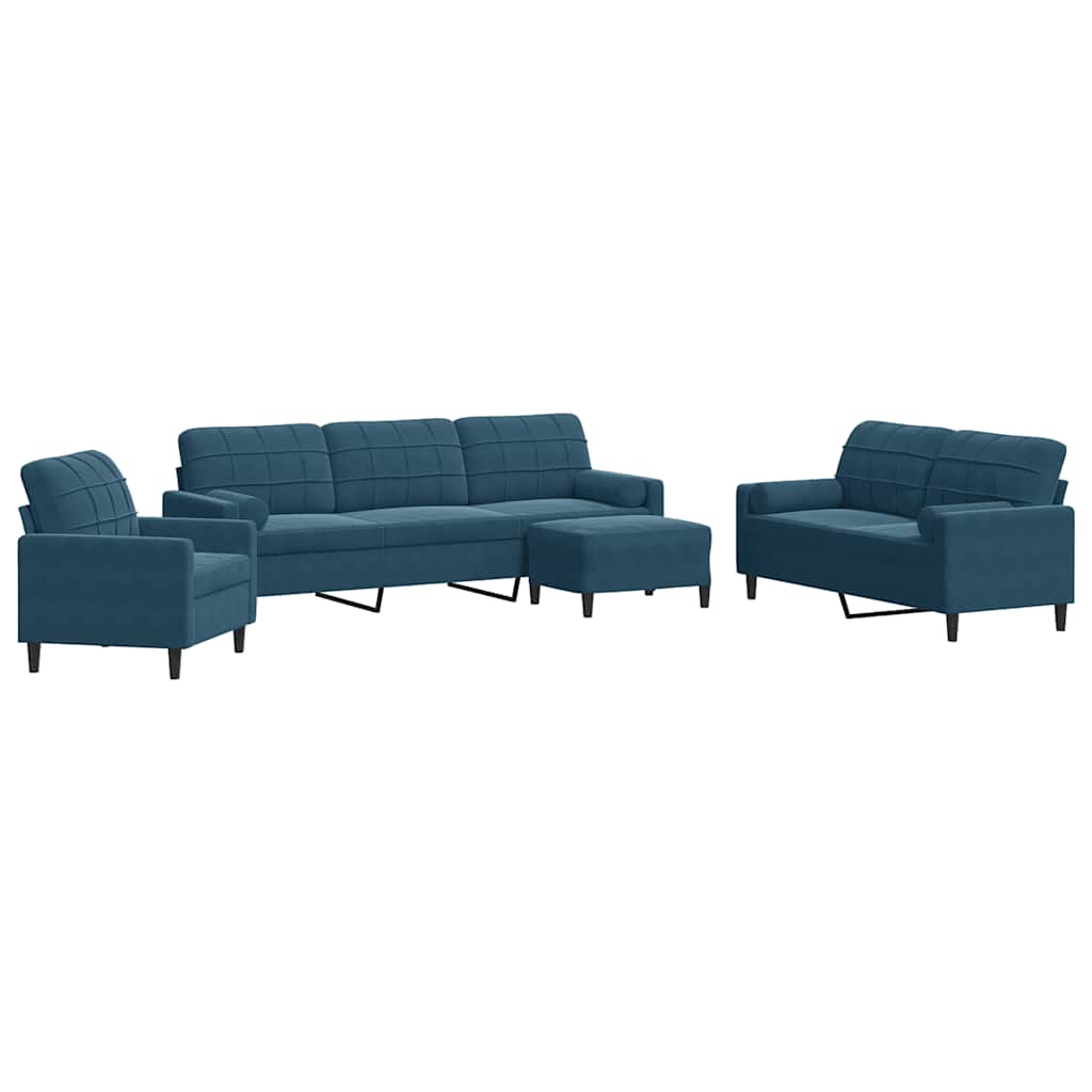 4-delige Loungeset met kussens en bolsters fluweel blauw is nu te koop bij PeponiXL, paradijselijk wonen!