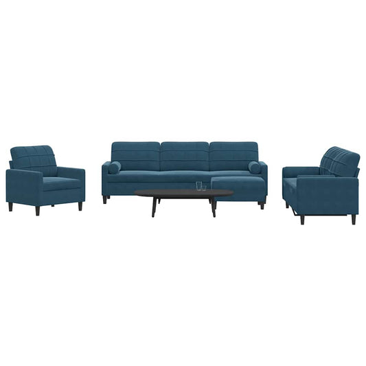 4-delige Loungeset met kussens en bolsters fluweel blauw is nu te koop bij PeponiXL, paradijselijk wonen!
