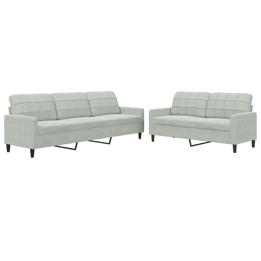 2-delige Loungeset met kussens fluweel lichtgrijs is nu te koop bij PeponiXL, paradijselijk wonen!