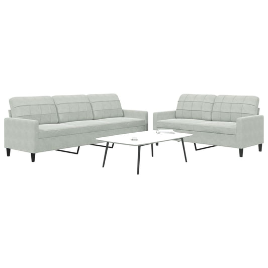 2-delige Loungeset met kussens fluweel lichtgrijs is nu te koop bij PeponiXL, paradijselijk wonen!