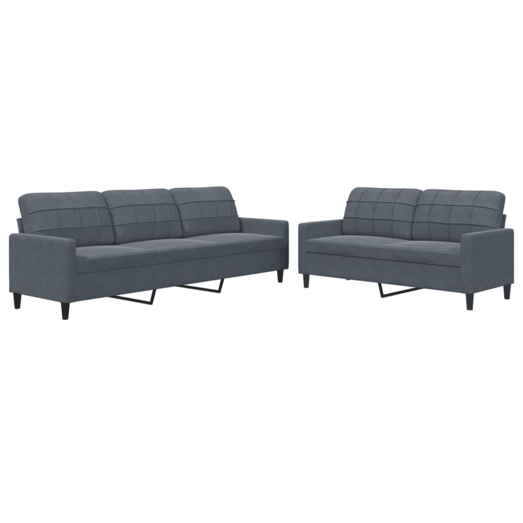 2-delige Loungeset met kussens fluweel donkergrijs is nu te koop bij PeponiXL, paradijselijk wonen!