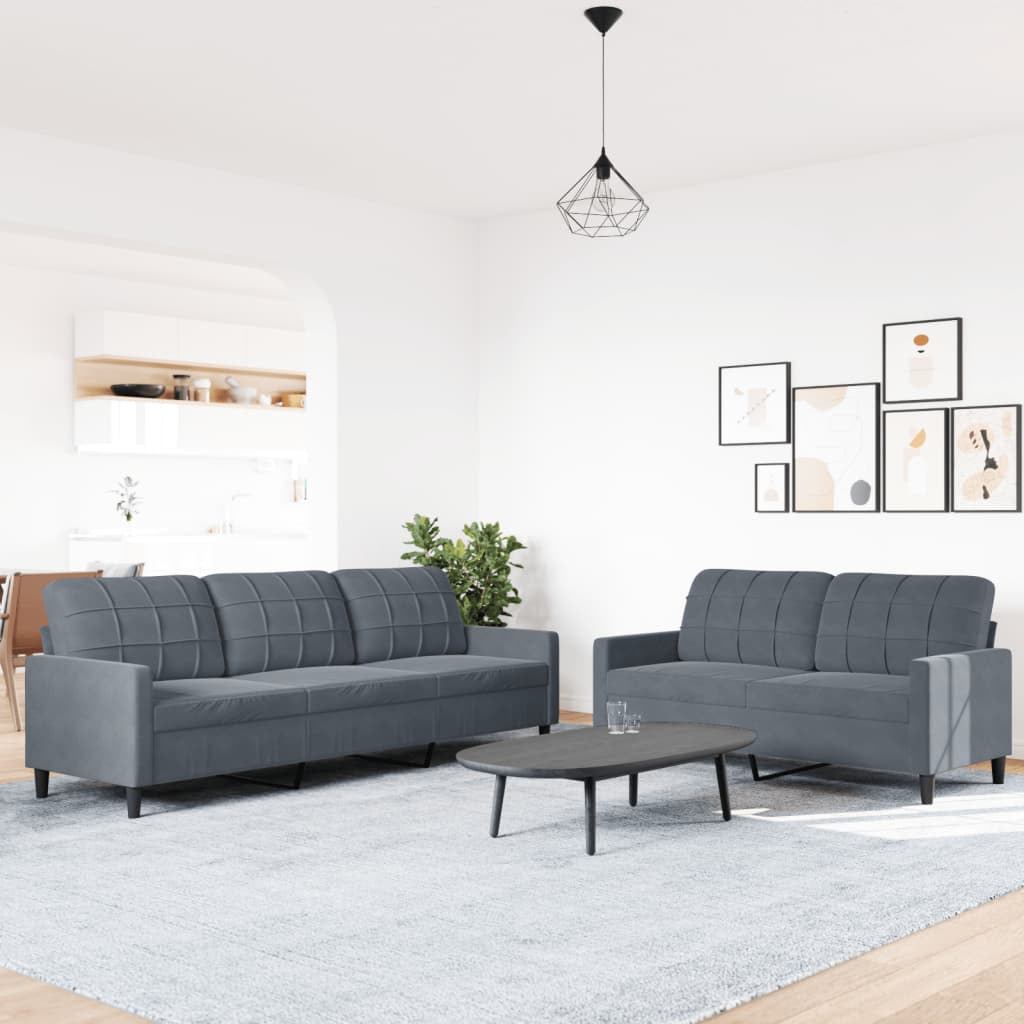 2-delige Loungeset met kussens fluweel donkergrijs is nu te koop bij PeponiXL, paradijselijk wonen!