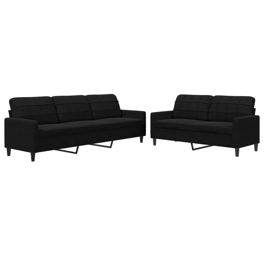 2-delige Loungeset met kussens fluweel zwart is nu te koop bij PeponiXL, paradijselijk wonen!