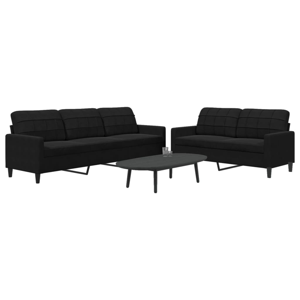 2-delige Loungeset met kussens fluweel zwart is nu te koop bij PeponiXL, paradijselijk wonen!