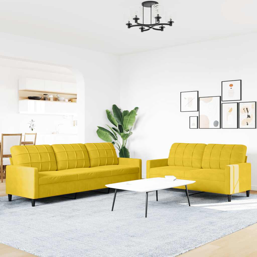 2-delige Loungeset met kussens fluweel geel is nu te koop bij PeponiXL, paradijselijk wonen!