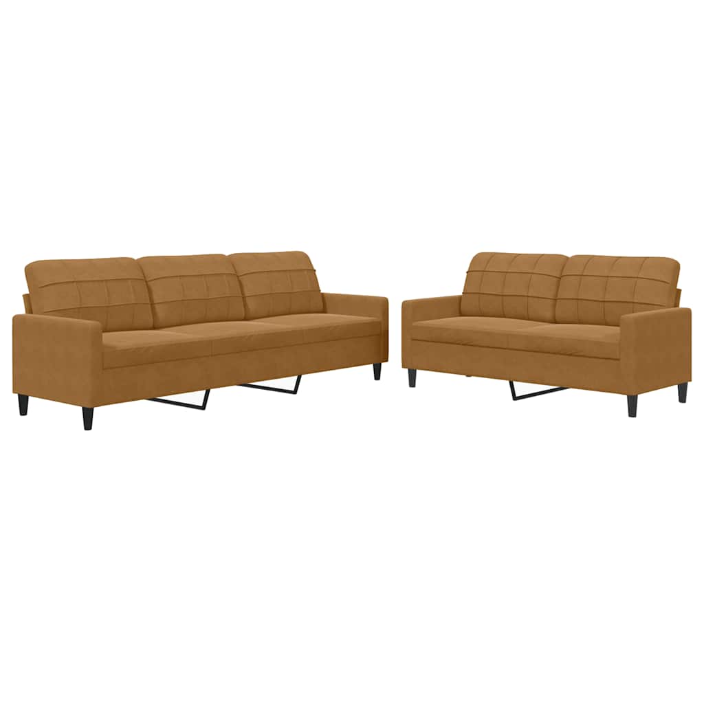 2-delige Loungeset met kussens fluweel bruin is nu te koop bij PeponiXL, paradijselijk wonen!