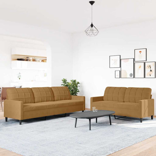 2-delige Loungeset met kussens fluweel bruin is nu te koop bij PeponiXL, paradijselijk wonen!