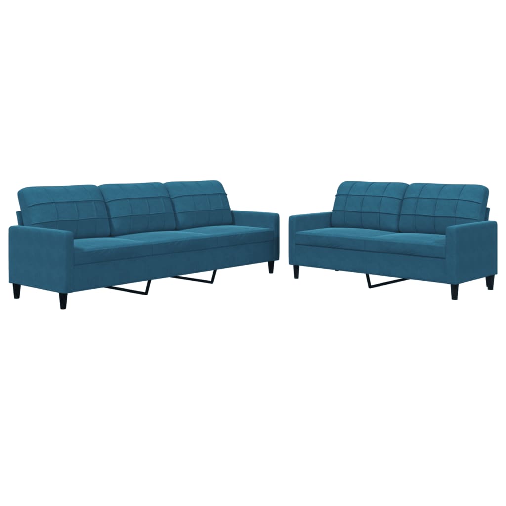 2-delige Loungeset met kussens fluweel blauw is nu te koop bij PeponiXL, paradijselijk wonen!