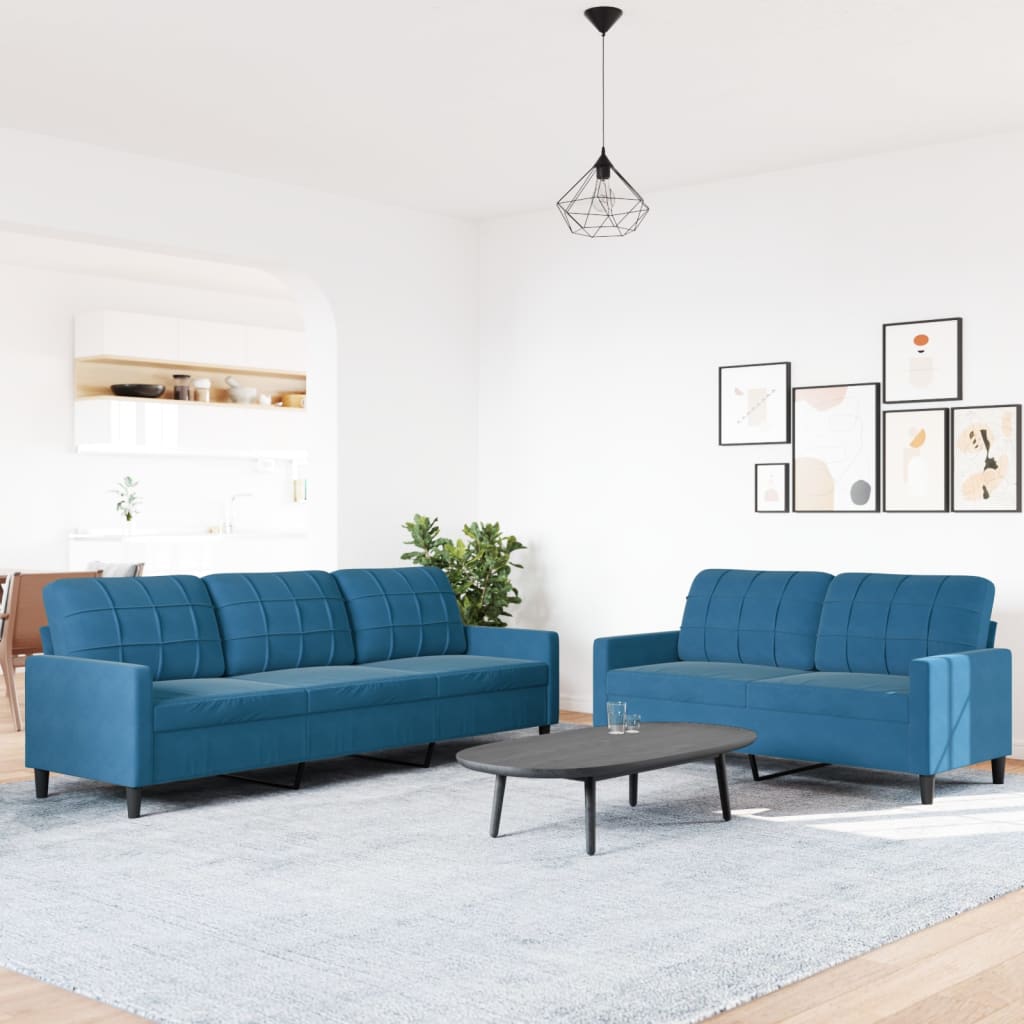 2-delige Loungeset met kussens fluweel blauw is nu te koop bij PeponiXL, paradijselijk wonen!