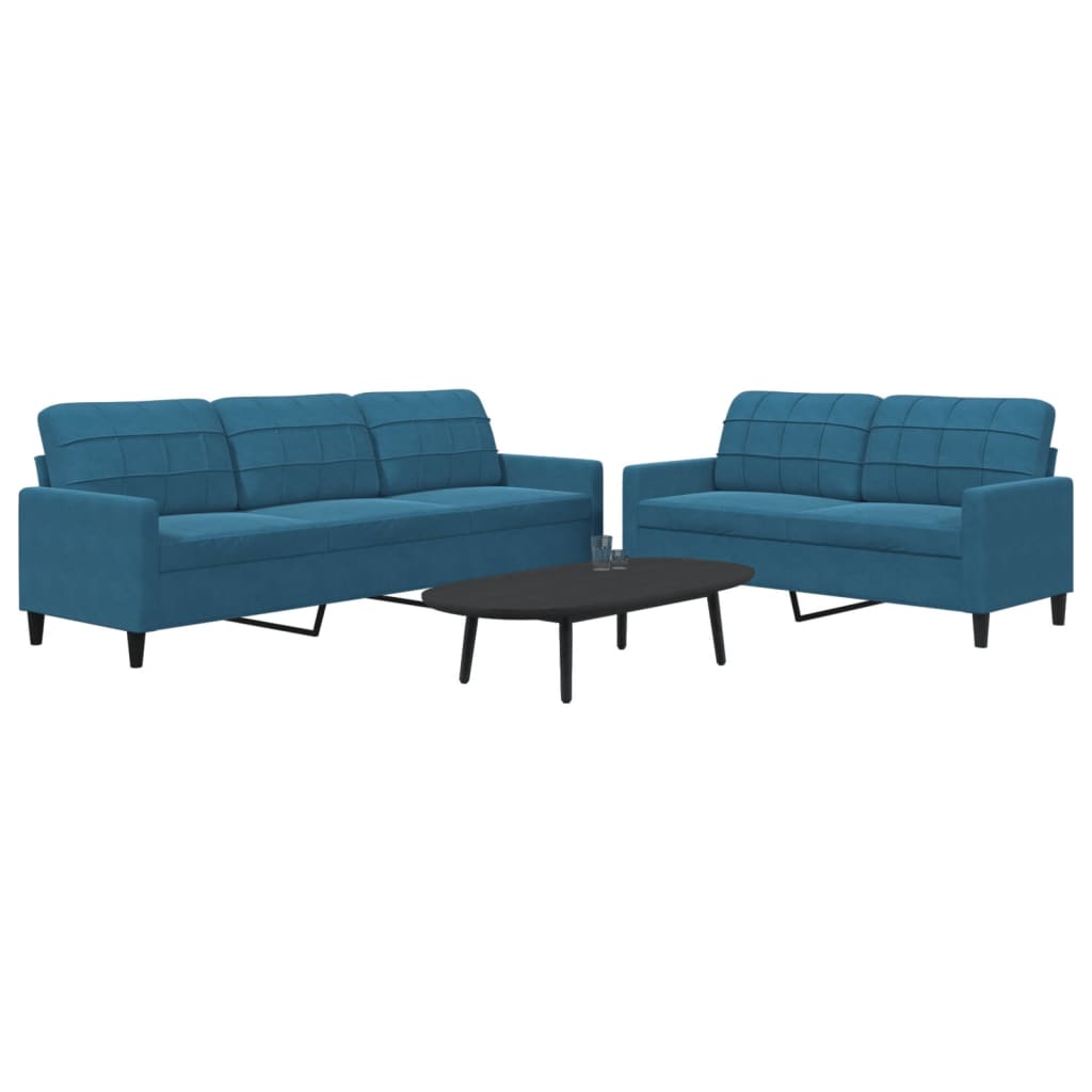 2-delige Loungeset met kussens fluweel blauw is nu te koop bij PeponiXL, paradijselijk wonen!