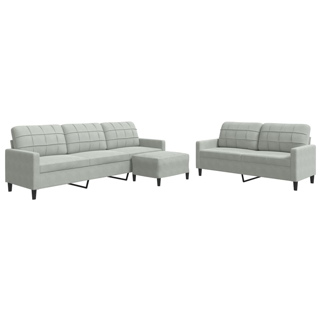 3-delige Loungeset met kussens fluweel lichtgrijs is nu te koop bij PeponiXL, paradijselijk wonen!