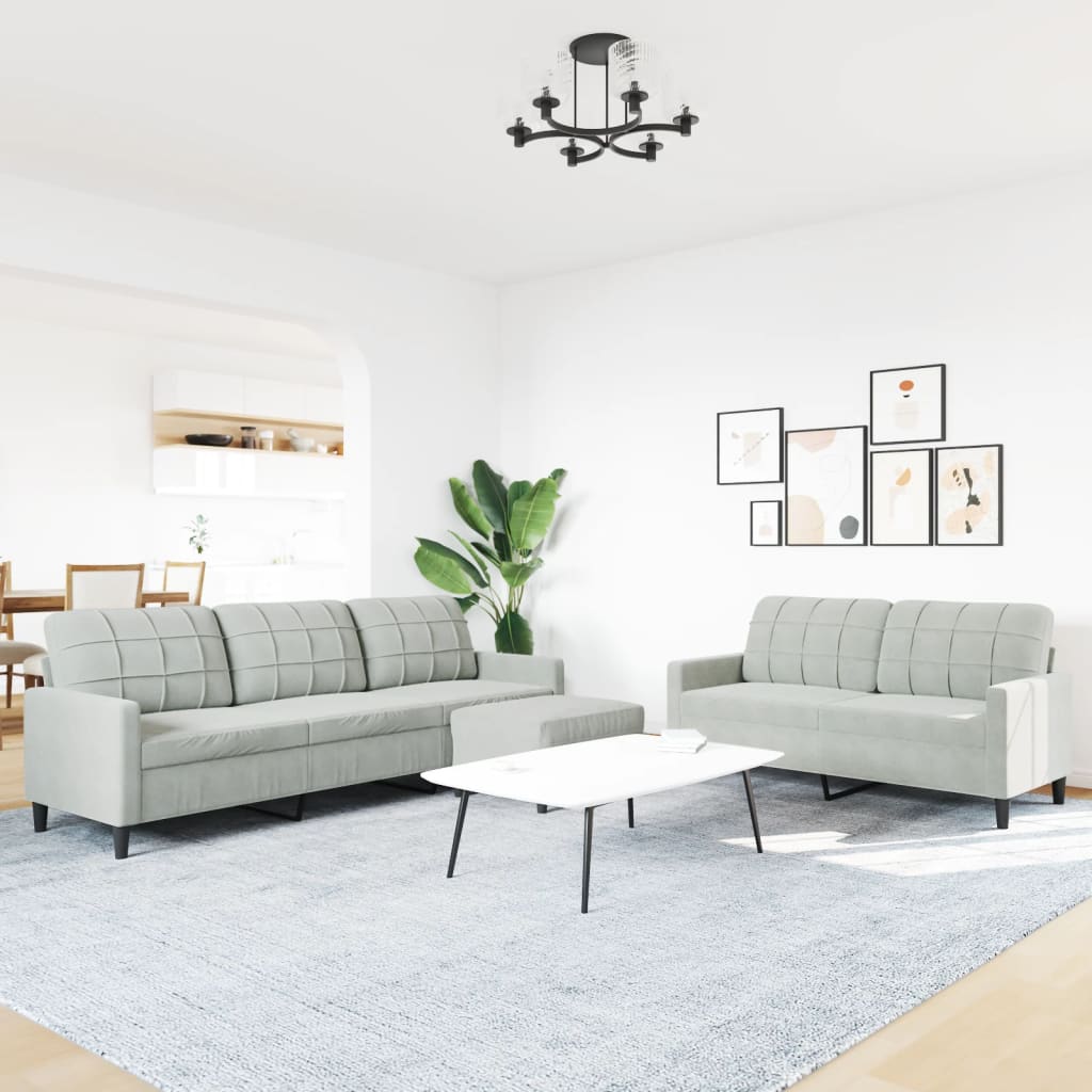 3-delige Loungeset met kussens fluweel lichtgrijs is nu te koop bij PeponiXL, paradijselijk wonen!