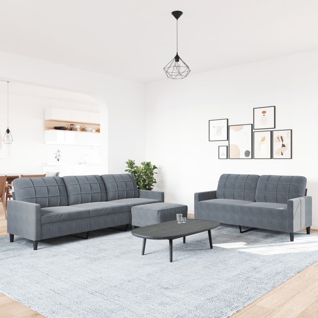 3-delige Loungeset met kussens fluweel donkergrijs is nu te koop bij PeponiXL, paradijselijk wonen!