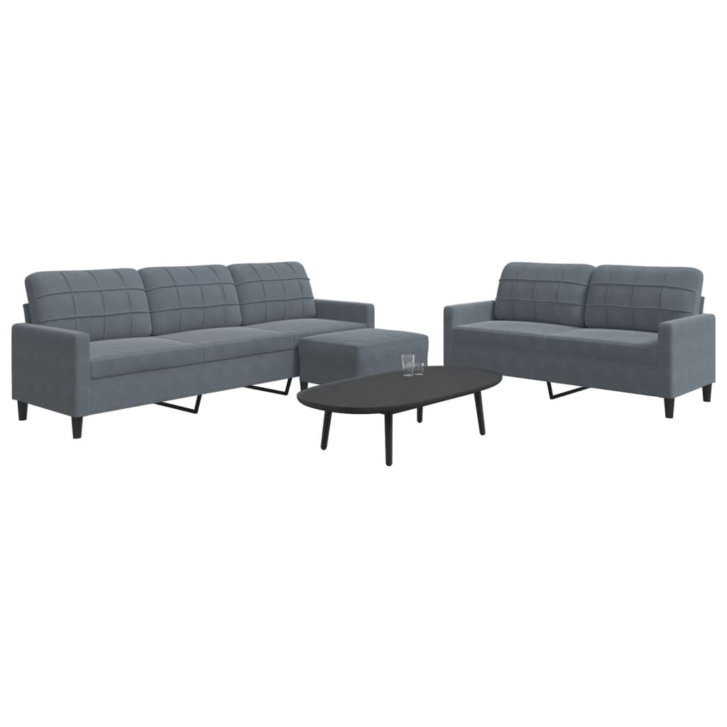 3-delige Loungeset met kussens fluweel donkergrijs is nu te koop bij PeponiXL, paradijselijk wonen!