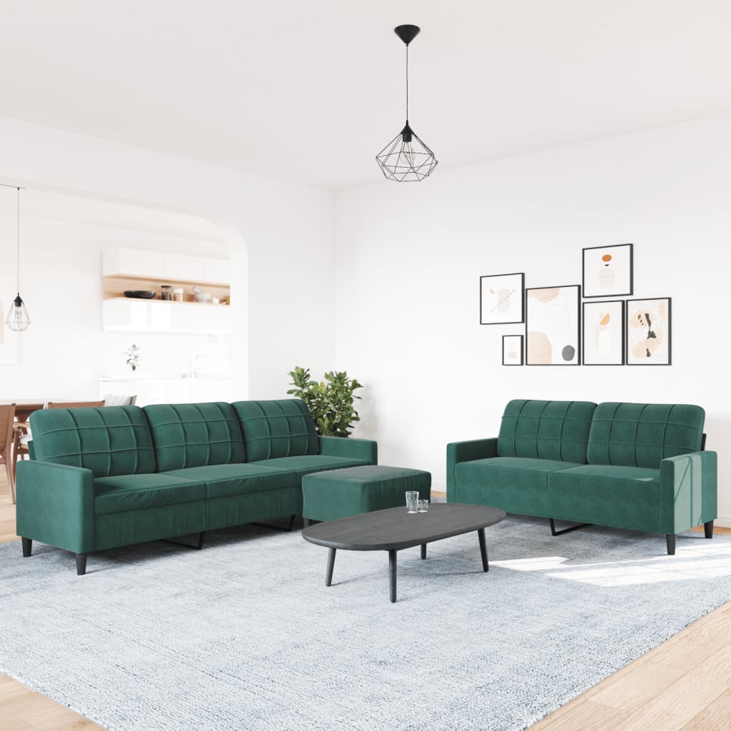 3-delige Loungeset met kussens fluweel donkergroen is nu te koop bij PeponiXL, paradijselijk wonen!