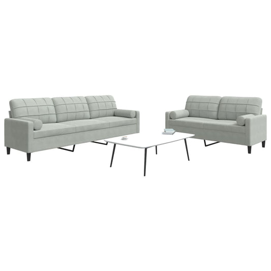 2-delige Loungeset met kussens en bolsters fluweel lichtgrijs is nu te koop bij PeponiXL, paradijselijk wonen!