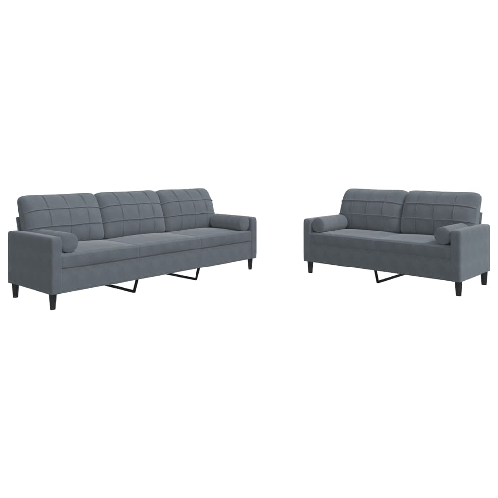 2-delige Loungeset met kussens en bolsters fluweel donkergrijs is nu te koop bij PeponiXL, paradijselijk wonen!