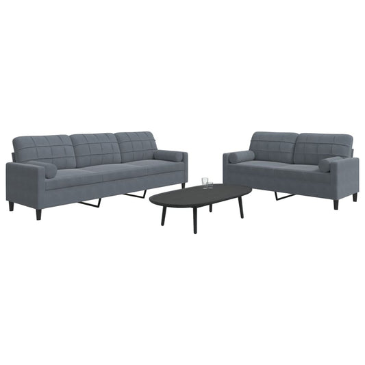 2-delige Loungeset met kussens en bolsters fluweel donkergrijs is nu te koop bij PeponiXL, paradijselijk wonen!