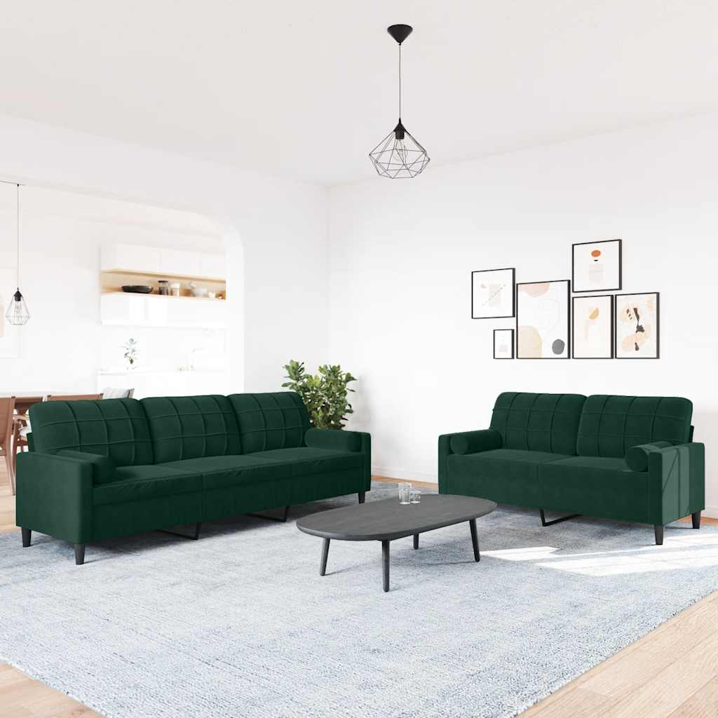 2-delige Loungeset met kussens en bolsters fluweel donkergroen is nu te koop bij PeponiXL, paradijselijk wonen!