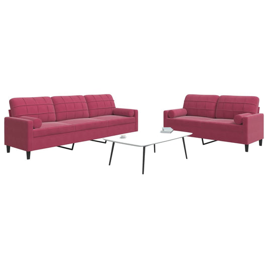 2-delige Loungeset met kussens en bolsters fluweel wijnrood is nu te koop bij PeponiXL, paradijselijk wonen!