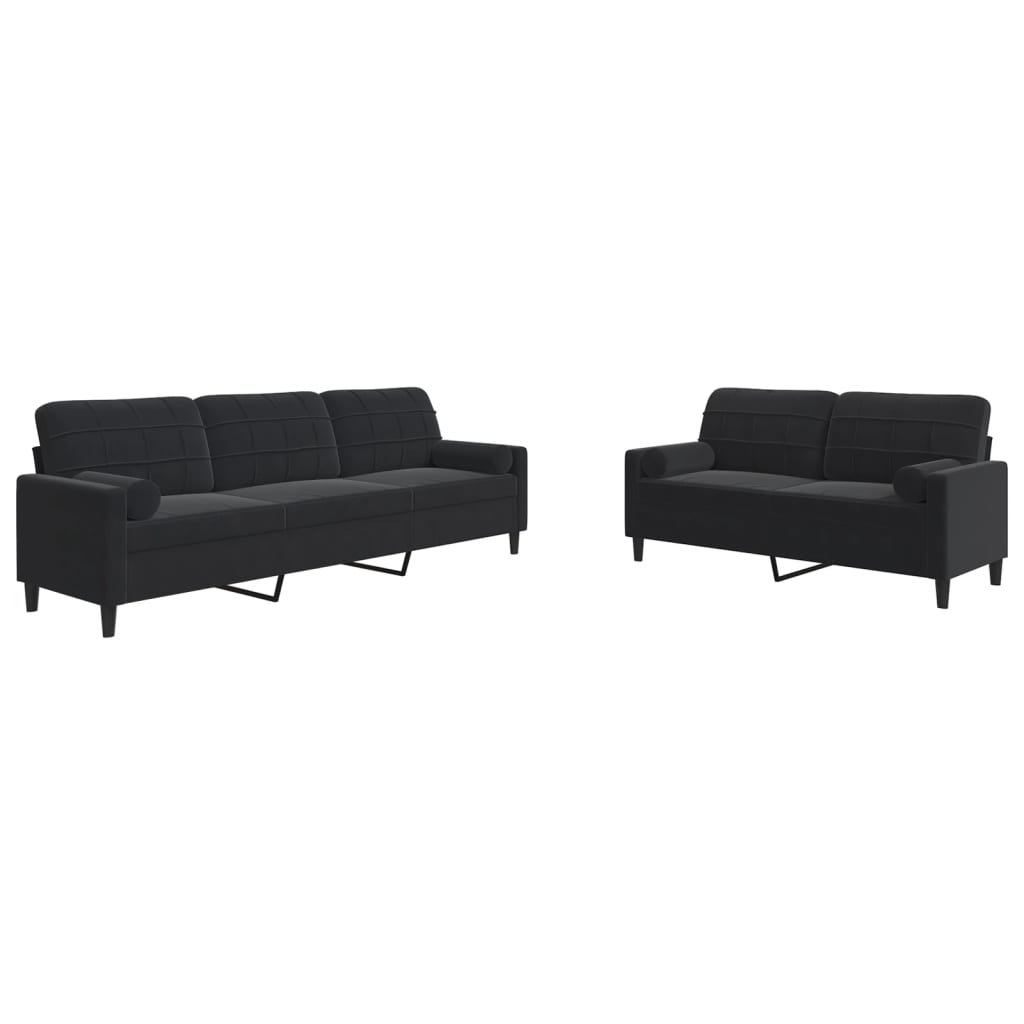 2-delige Loungeset met kussens en bolsters fluweel zwart is nu te koop bij PeponiXL, paradijselijk wonen!