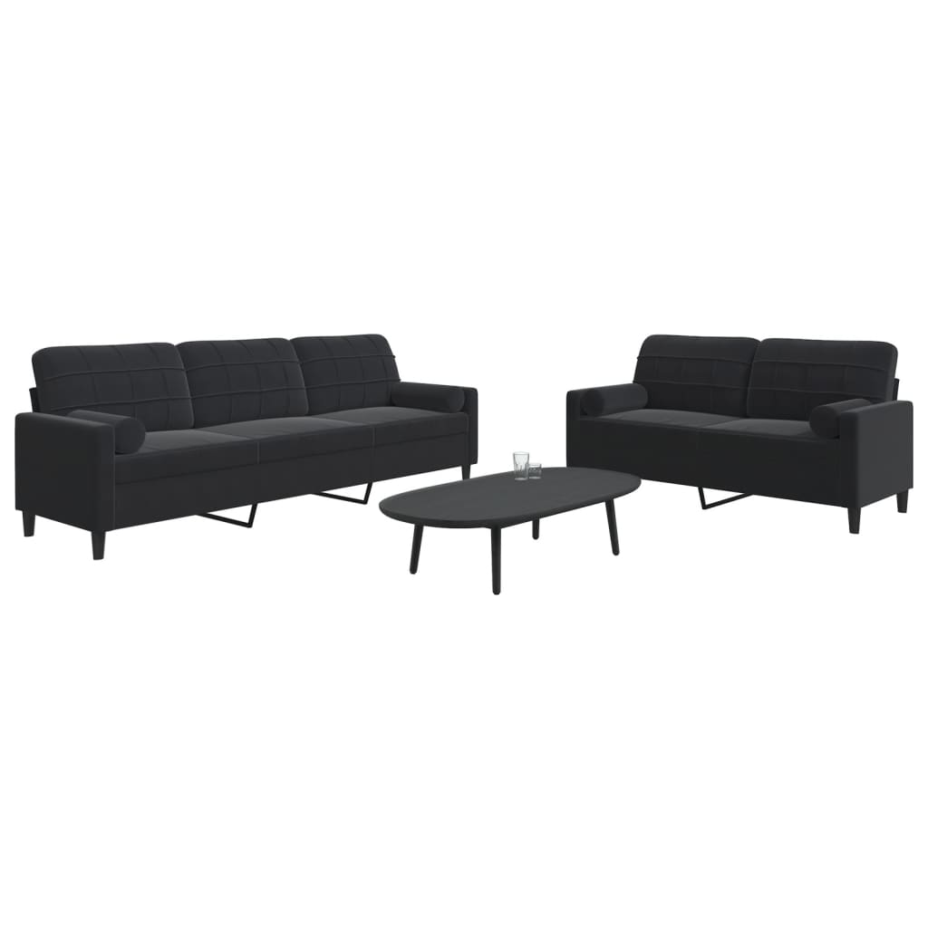 2-delige Loungeset met kussens en bolsters fluweel zwart is nu te koop bij PeponiXL, paradijselijk wonen!