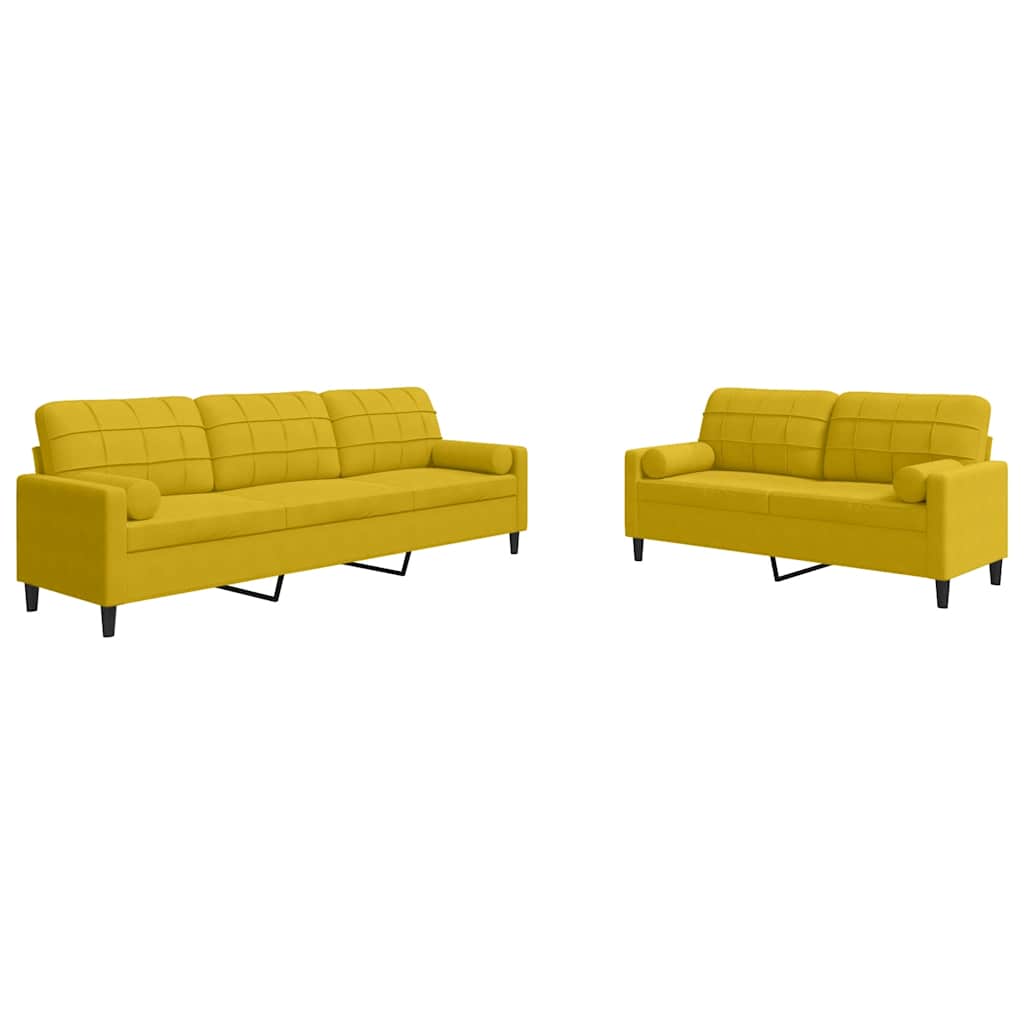 2-delige Loungeset met kussens en bolsters fluweel geel is nu te koop bij PeponiXL, paradijselijk wonen!