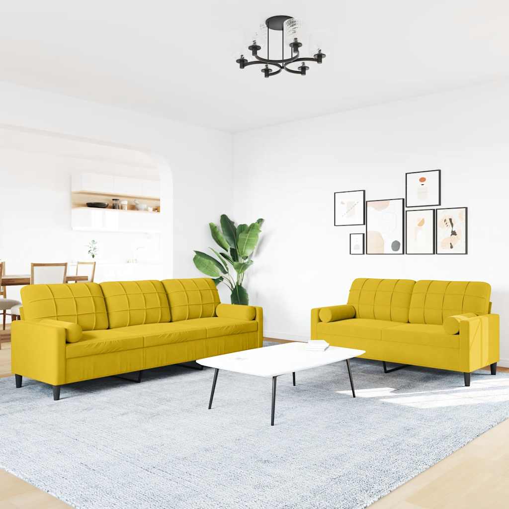 2-delige Loungeset met kussens en bolsters fluweel geel is nu te koop bij PeponiXL, paradijselijk wonen!