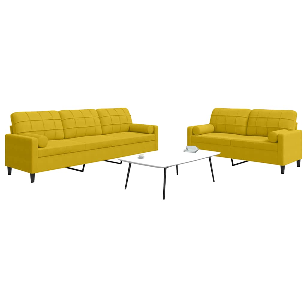 2-delige Loungeset met kussens en bolsters fluweel geel is nu te koop bij PeponiXL, paradijselijk wonen!