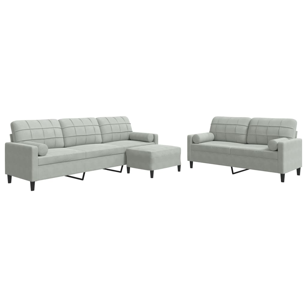 3-delige Loungeset met kussens en bolsters fluweel lichtgrijs is nu te koop bij PeponiXL, paradijselijk wonen!