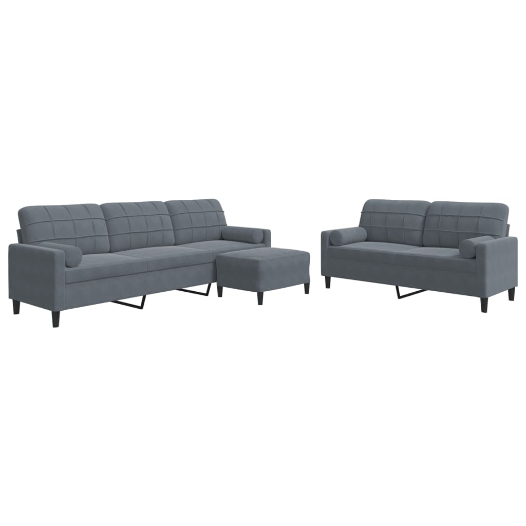 3-delige Loungeset met kussens en bolsters fluweel donkergrijs is nu te koop bij PeponiXL, paradijselijk wonen!